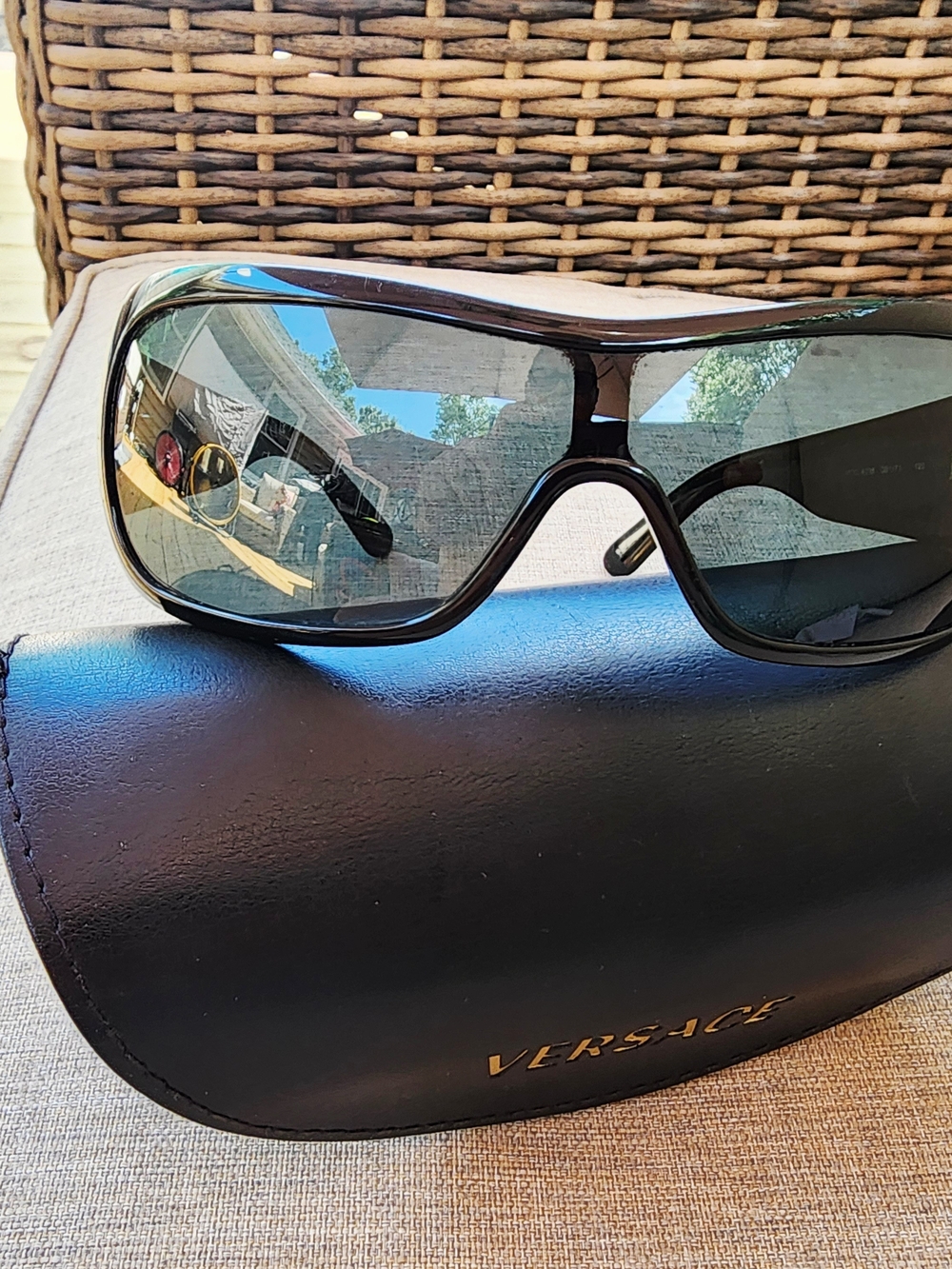 Versace Black Sunglasses with Gold Logo - Picture 4 of 8